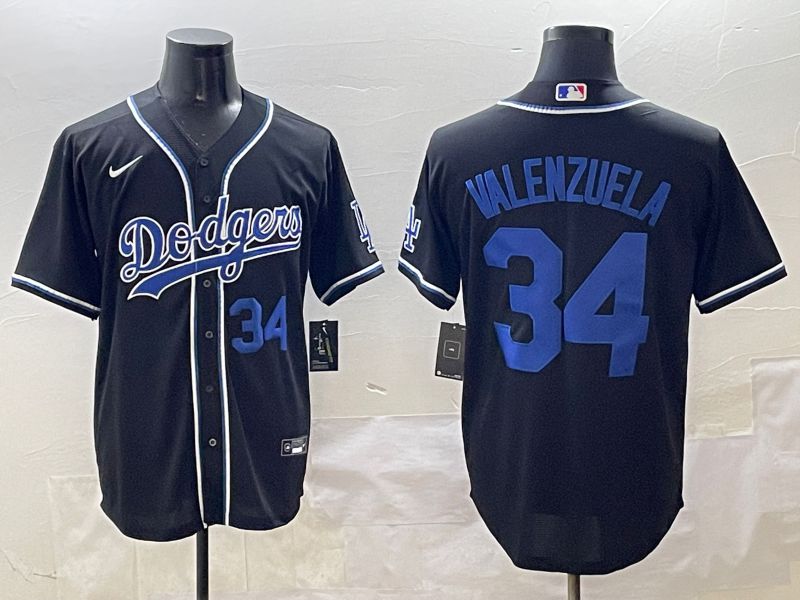 Men 2025 Los Angeles Dodgers #34 Valenzuela Black Three generations Fashion Nike MLB Jersey style 9
